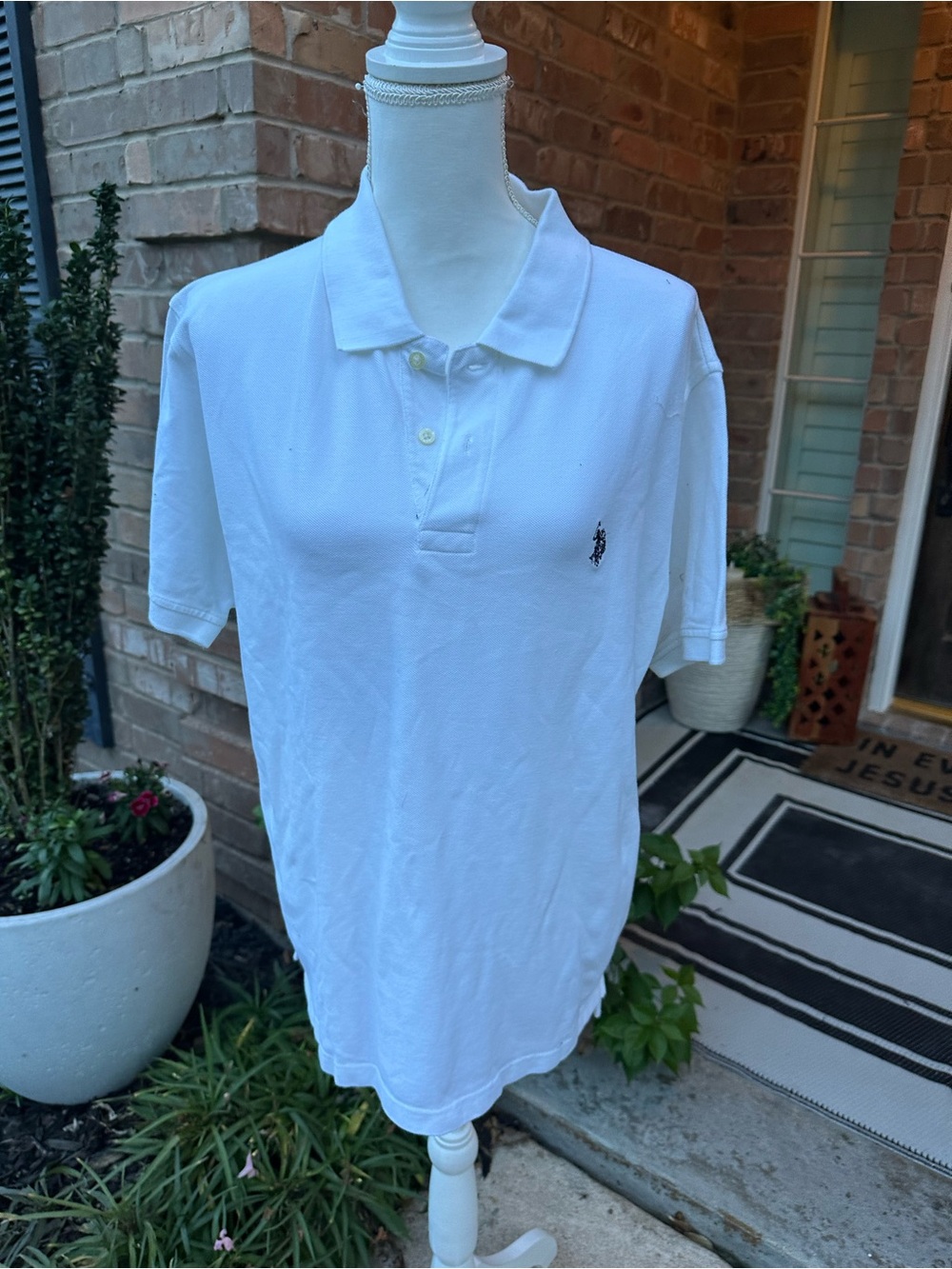 U.S. Polo Assn. White Men's Short-Sleeve Polo with Embroidered Logo